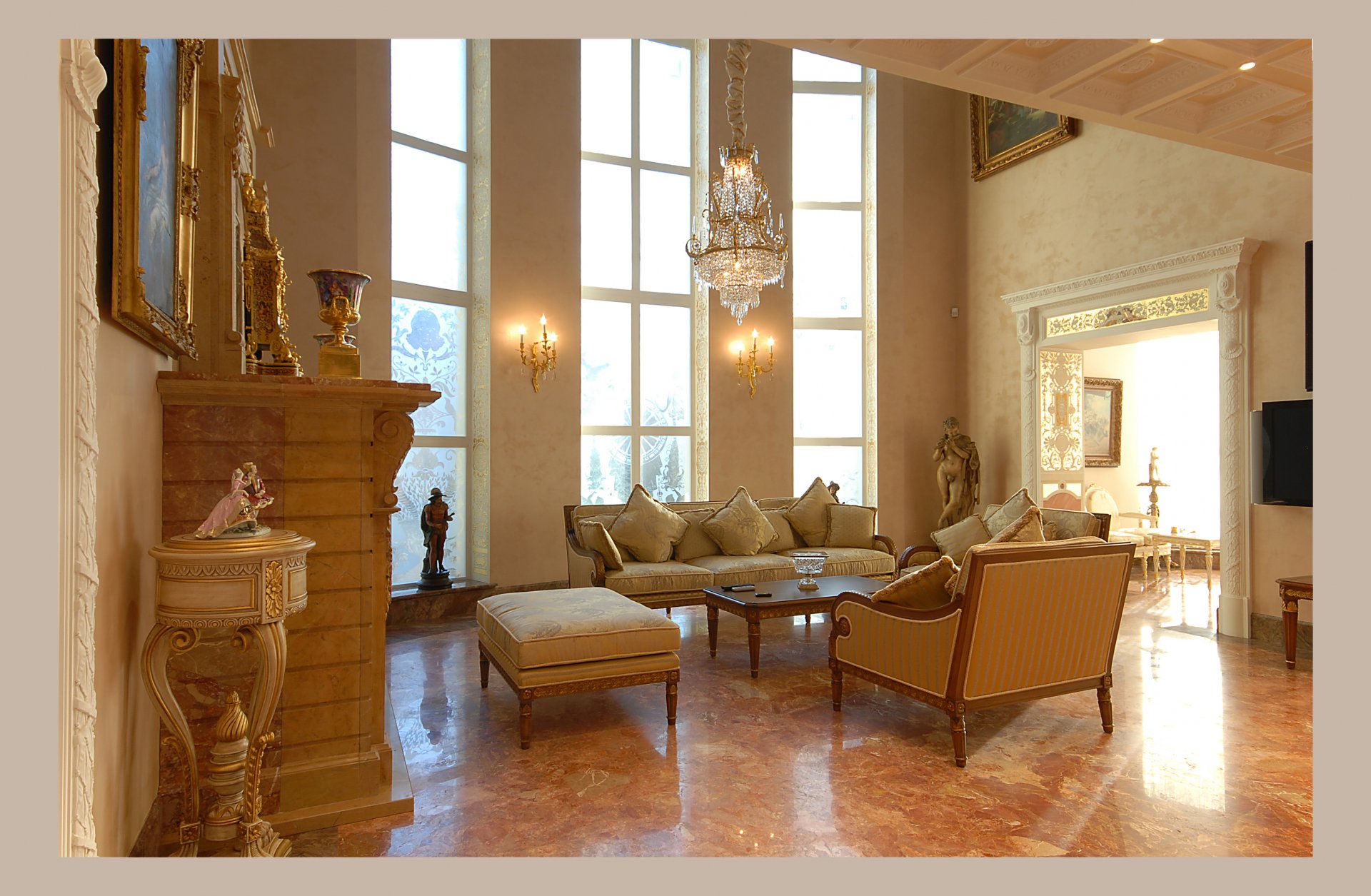 interno stile design casa-castello camera soggiorno