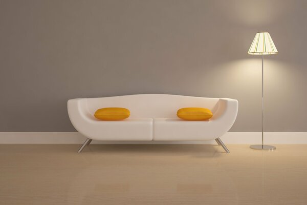 Breakfast in the interior. A sofa that looks like scrambled eggs