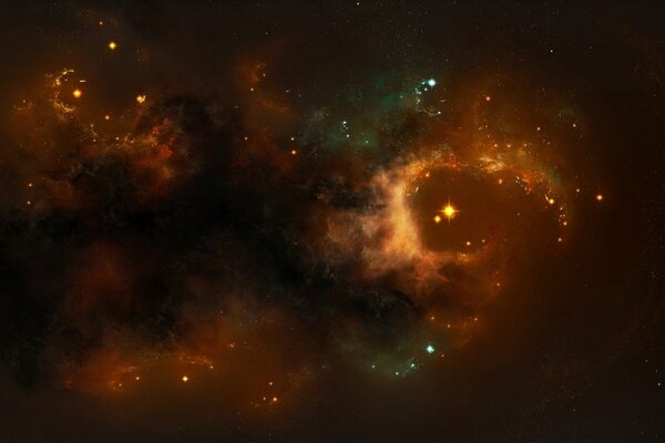 Hay muchas estrellas de colores en la nebulosa