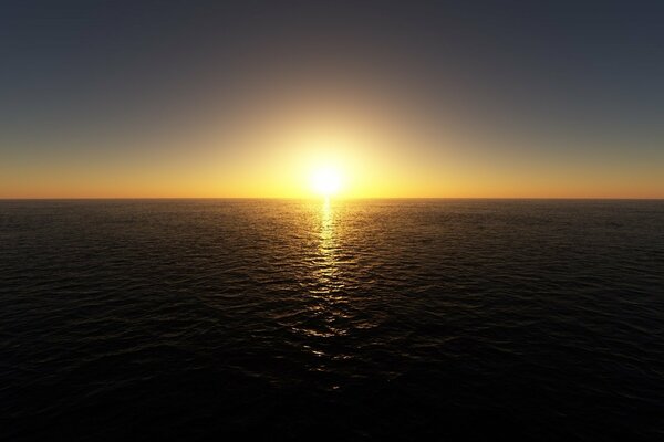 Beau coucher de soleil seulement le soleil de la mer et le ciel