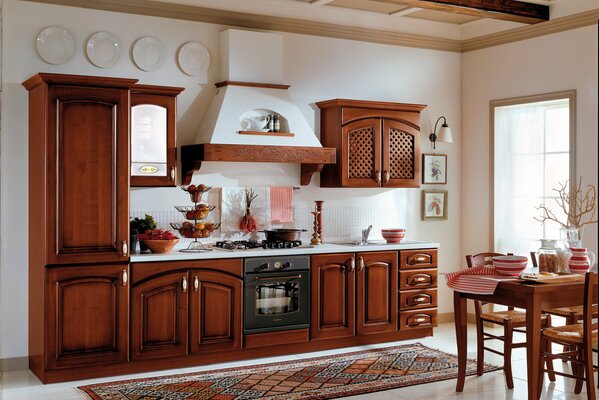 Classic wooden kitchen in a new interior