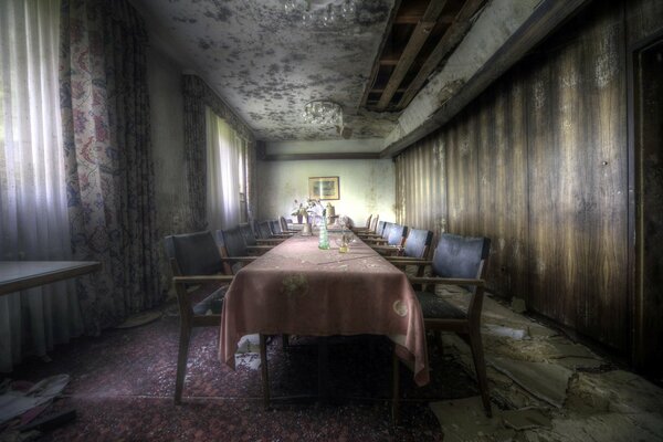 Room interior table and chairs