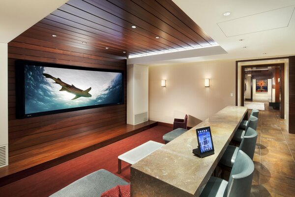 Modern interior with home cinema