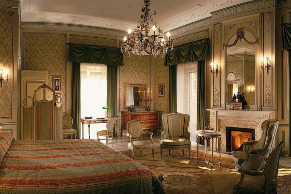 Interior of a bedroom in a villa in Provence