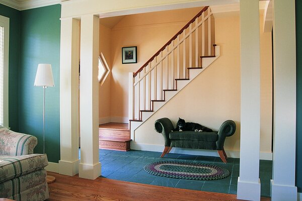 Stylish house with columns and stairs