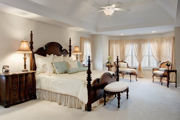 Royal bedroom with a huge bed