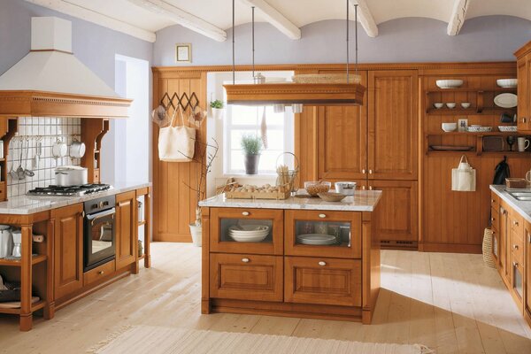 Stylish interior in the kitchen in brown tones