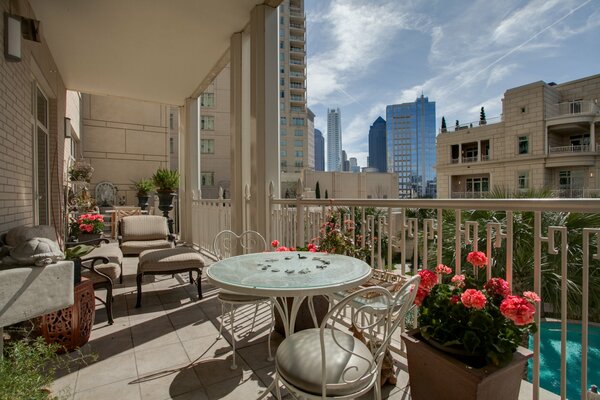 Terrace with pool view