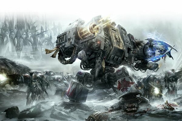 Dreadnought con los lobos de space wolves