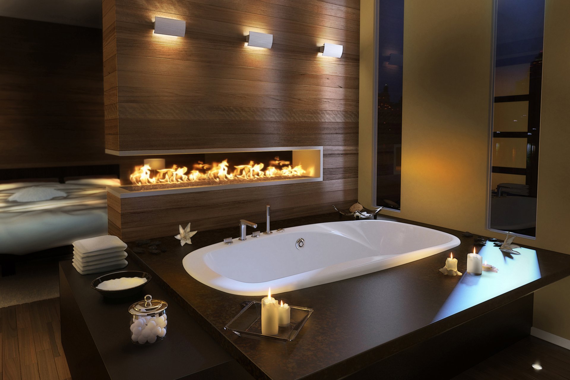 design iterrer bagno bagno candele fuoco