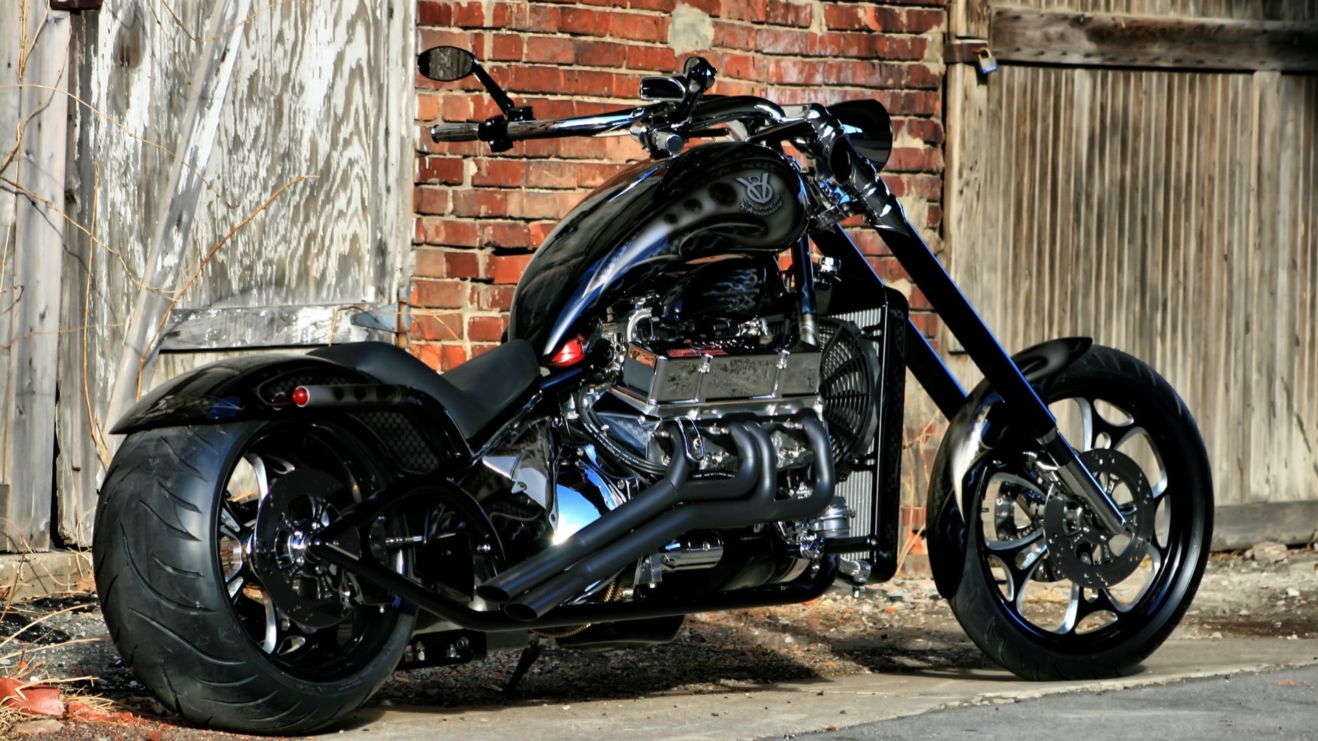 black chopper chrome motorcycle