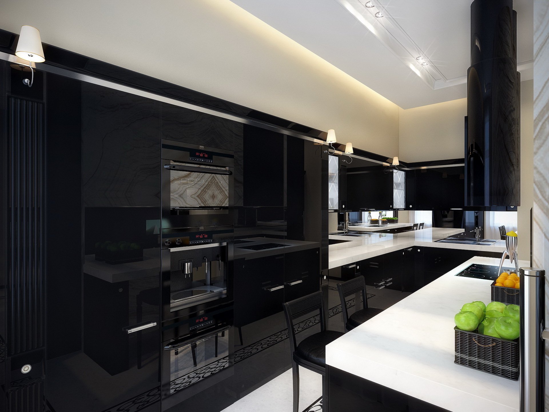 interno desogn moderno cucina design stile moderno techntka armadi mobili cappa lampade poltrone