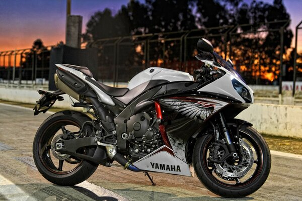 Honda sports motorcycle on the background of sunset