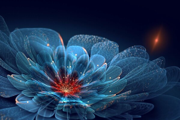 Petals of a blue flower in neon