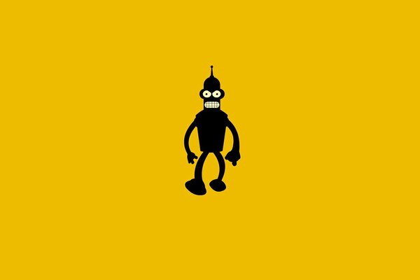 Robot Bender di Futurama su sfondo giallo