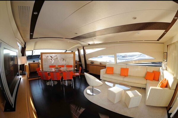 Design d intérieur d un yacht à moteur de luxe