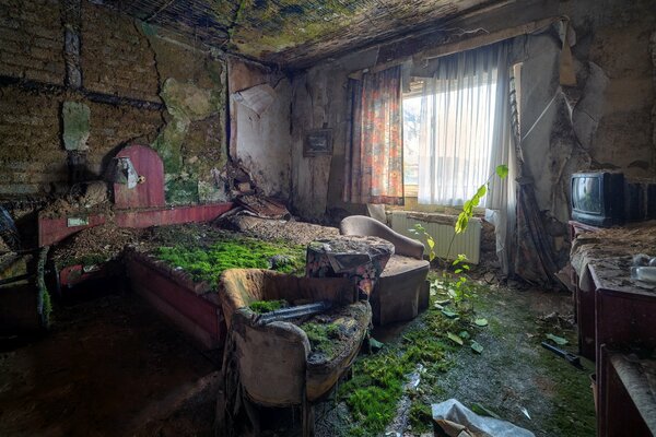 Interior in the style of an abandoned house