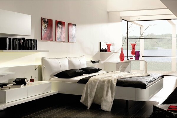 Three colors in the bedroom interior