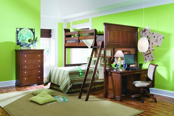 Conception de chambre d enfant en vert