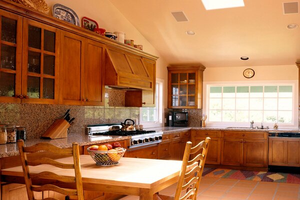 Kitchen in peach tones