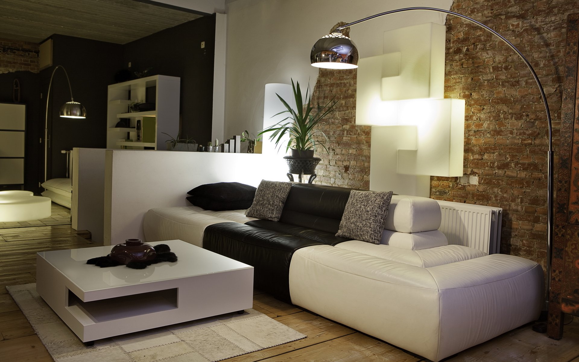 interior room apartment design style sofa black and white light