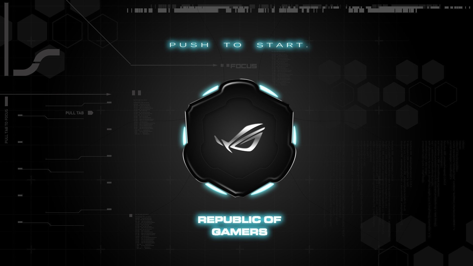 asus push to start brand background republic of gamers horn