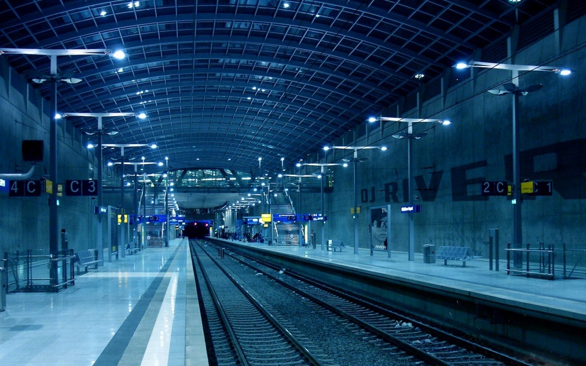 metropolitana hall interno ferrovia luce scale