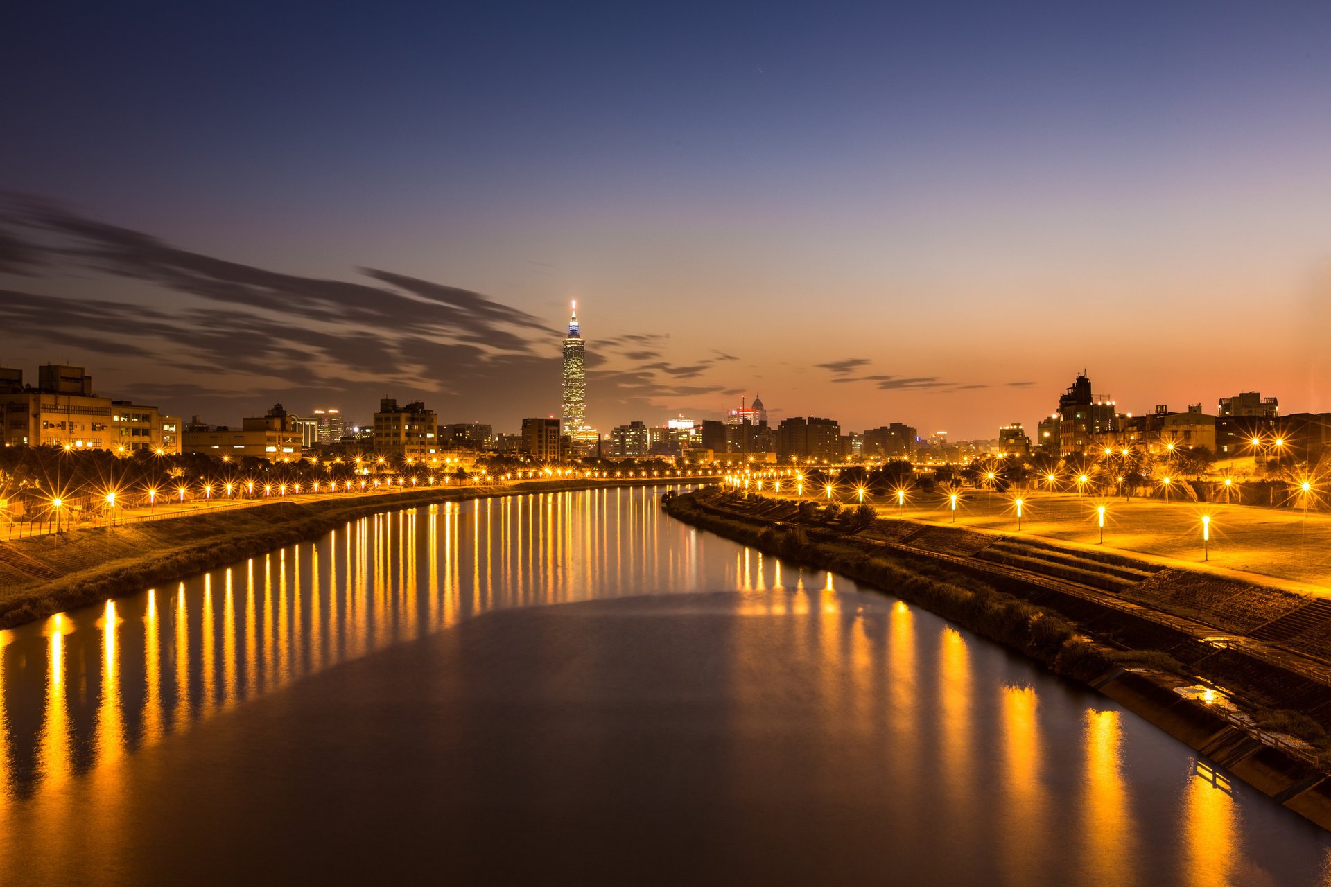 cina taipei città cina taiwan fiume sera