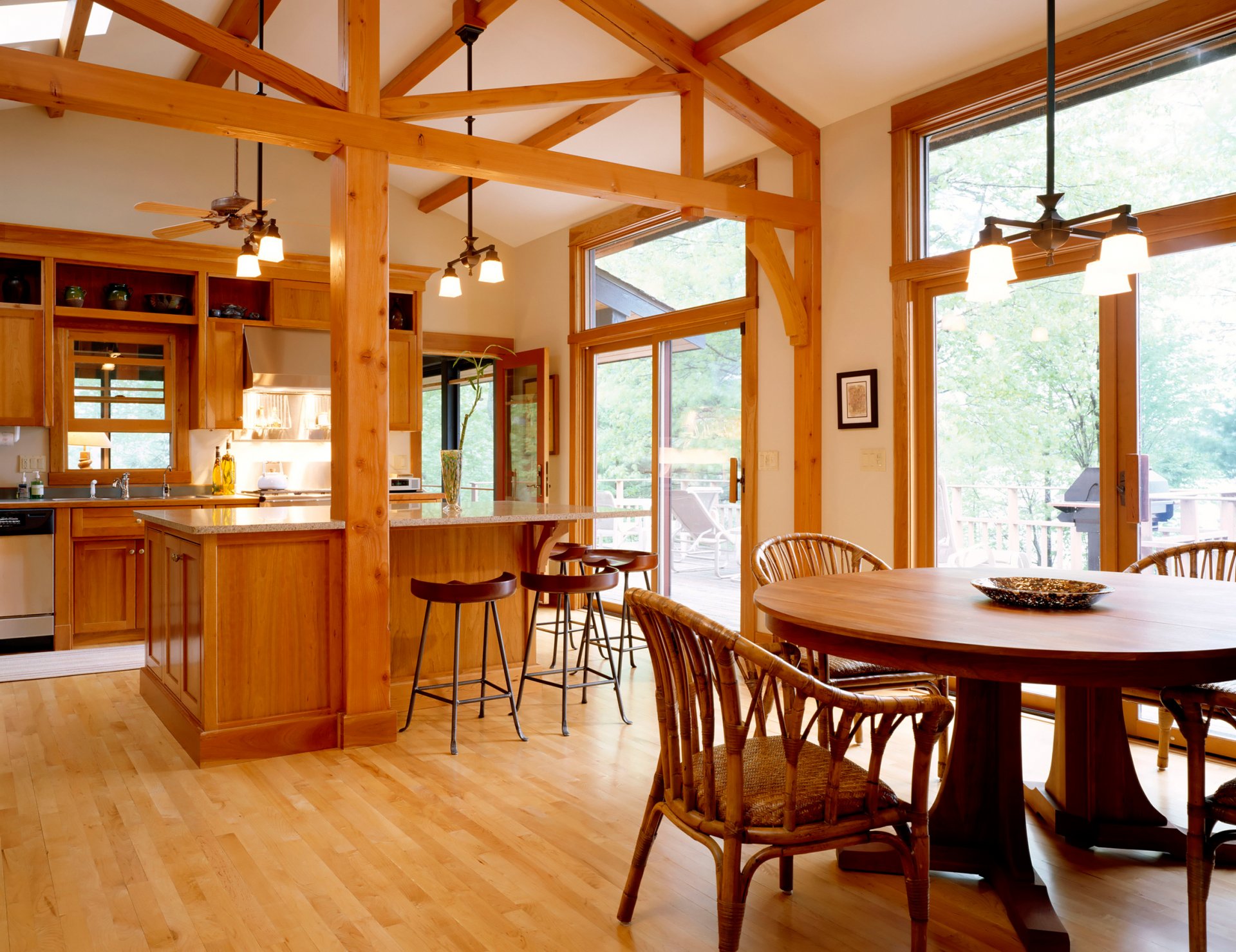 interior wallpaper house wood comfort kitchen dining