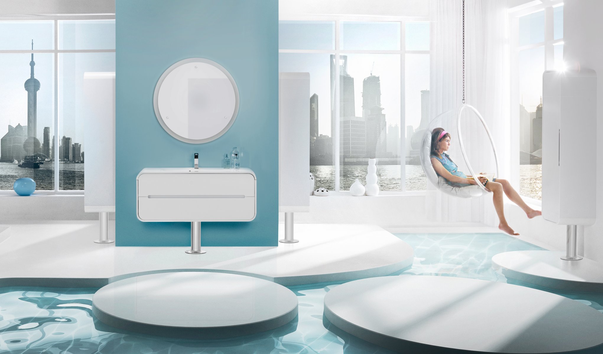 interni design stile metropoli appartamenti camera spazio abitativo ragazza relax