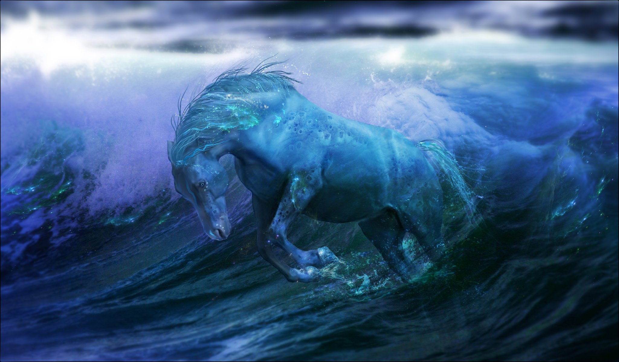 horse water fantasy волны океан ocean фантастика лошадь вода