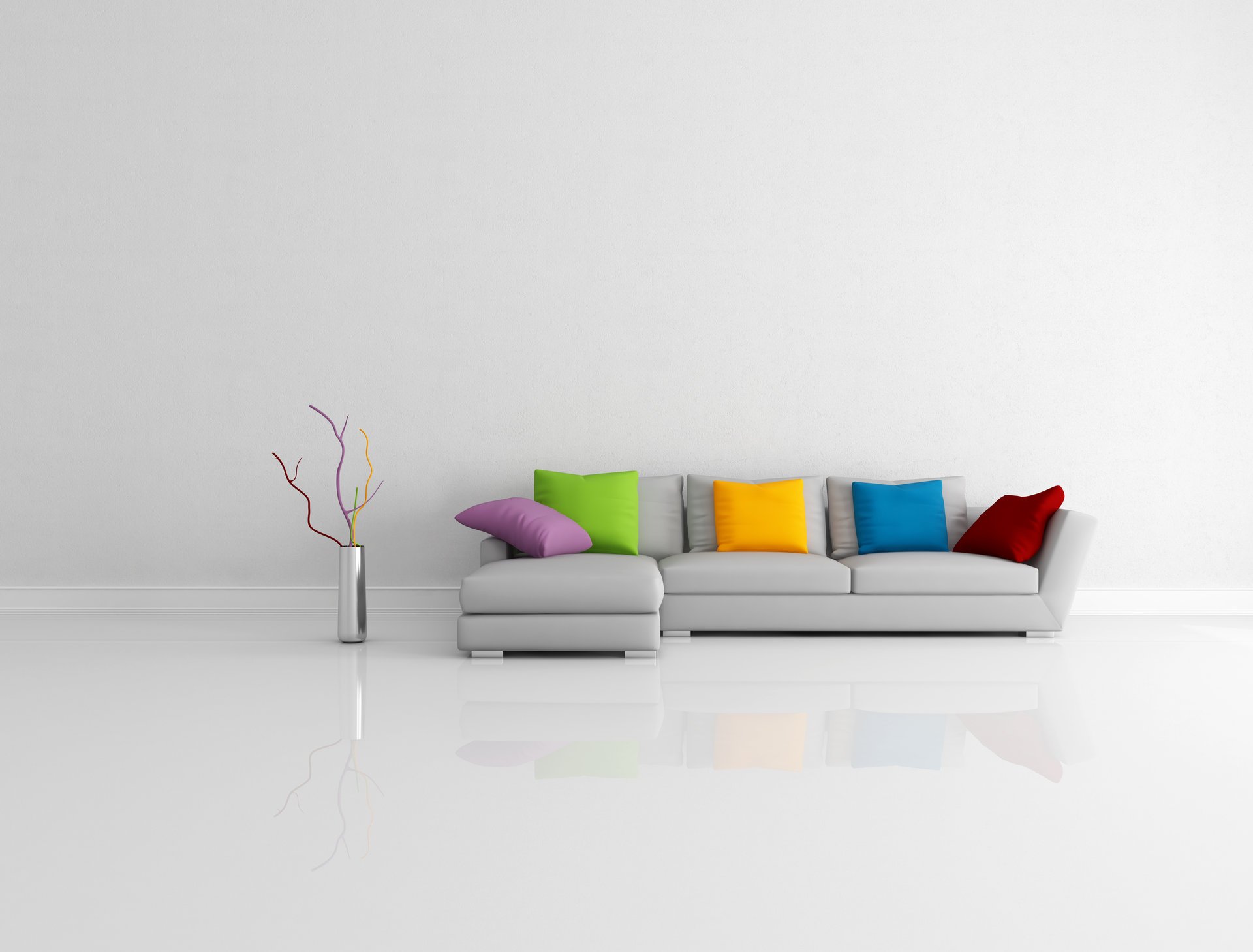 modern sofa kissen vase reflexion zimmer