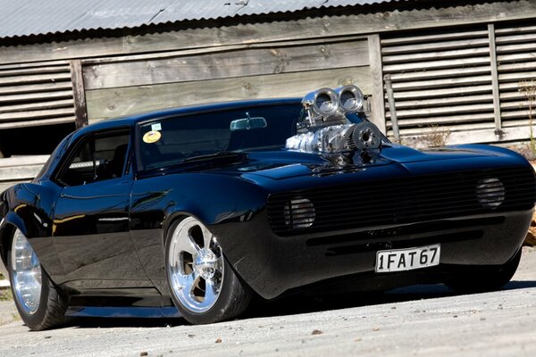 Chevrolet Camaro SS with bulging engine