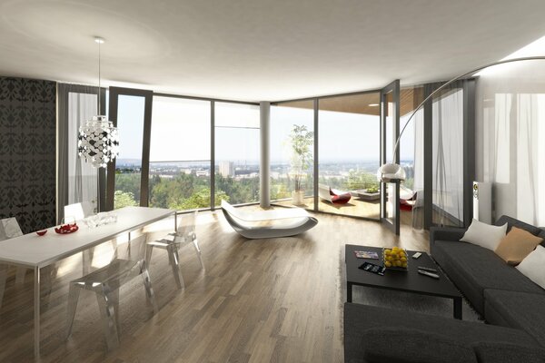 Penthouse-Design mit Panoramafenstern