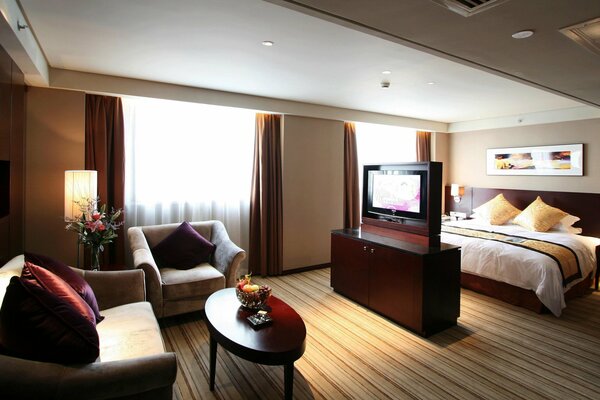 Bedroom interior in brown tones