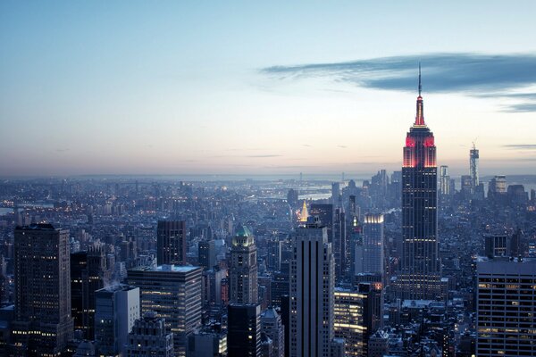 Ciudad de nueva York pantalones nueva York al atardecer