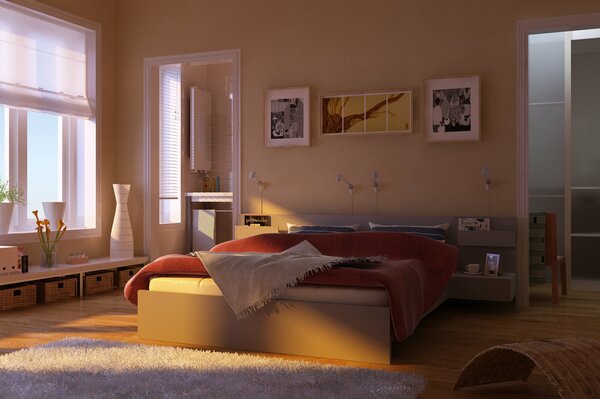 Chambre design dans des couleurs pastel