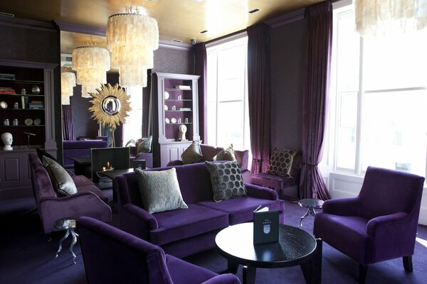 Living room design in purple