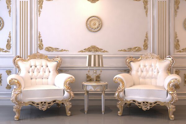 Armchairs in the classic style interior