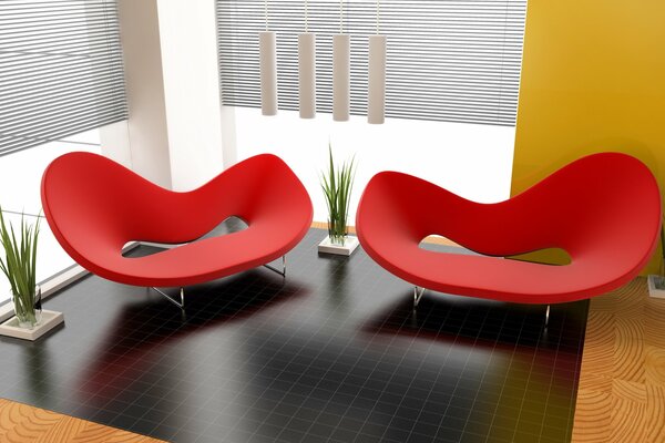 Scarlet armchair sofas in the shape of a smile