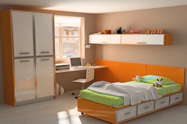 Habitación infantil en tonos cálidos