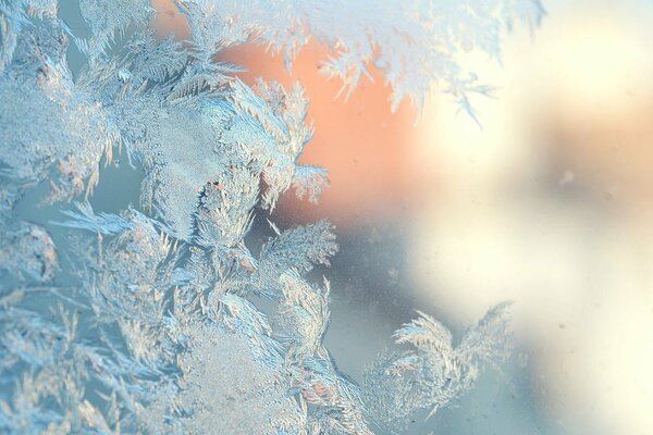 Winter frostige Muster am Fenster