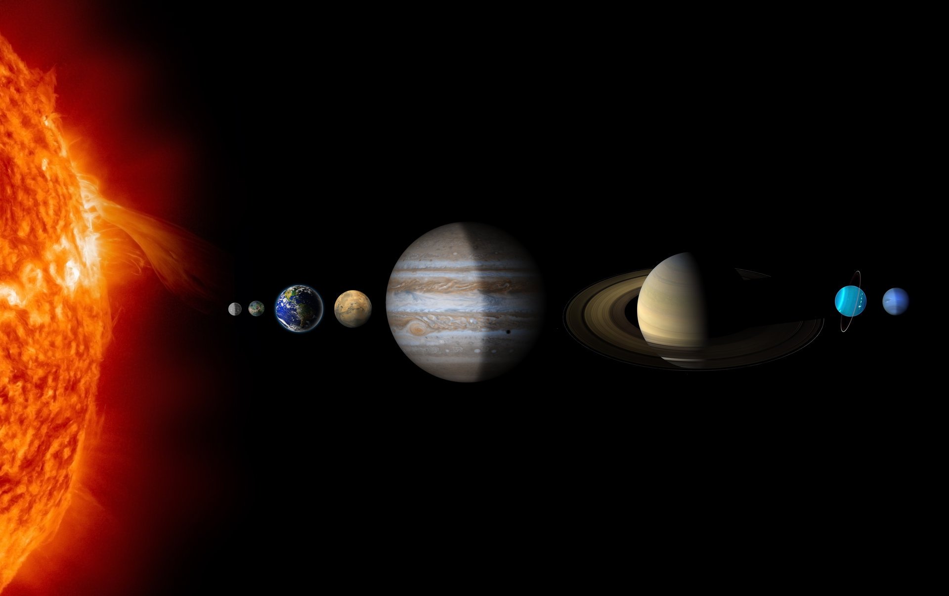 système solaire étoiles planètes couleurs échelle