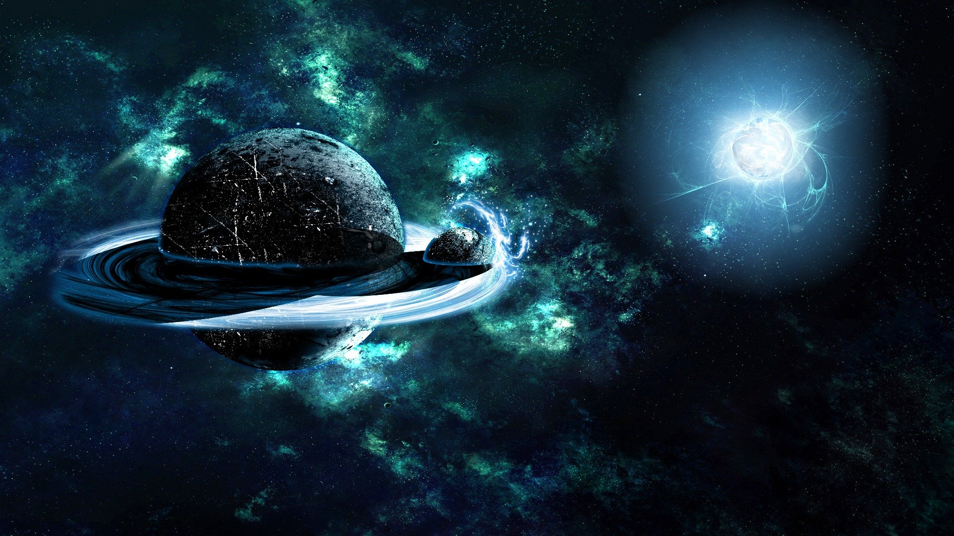 planets lights blue ring