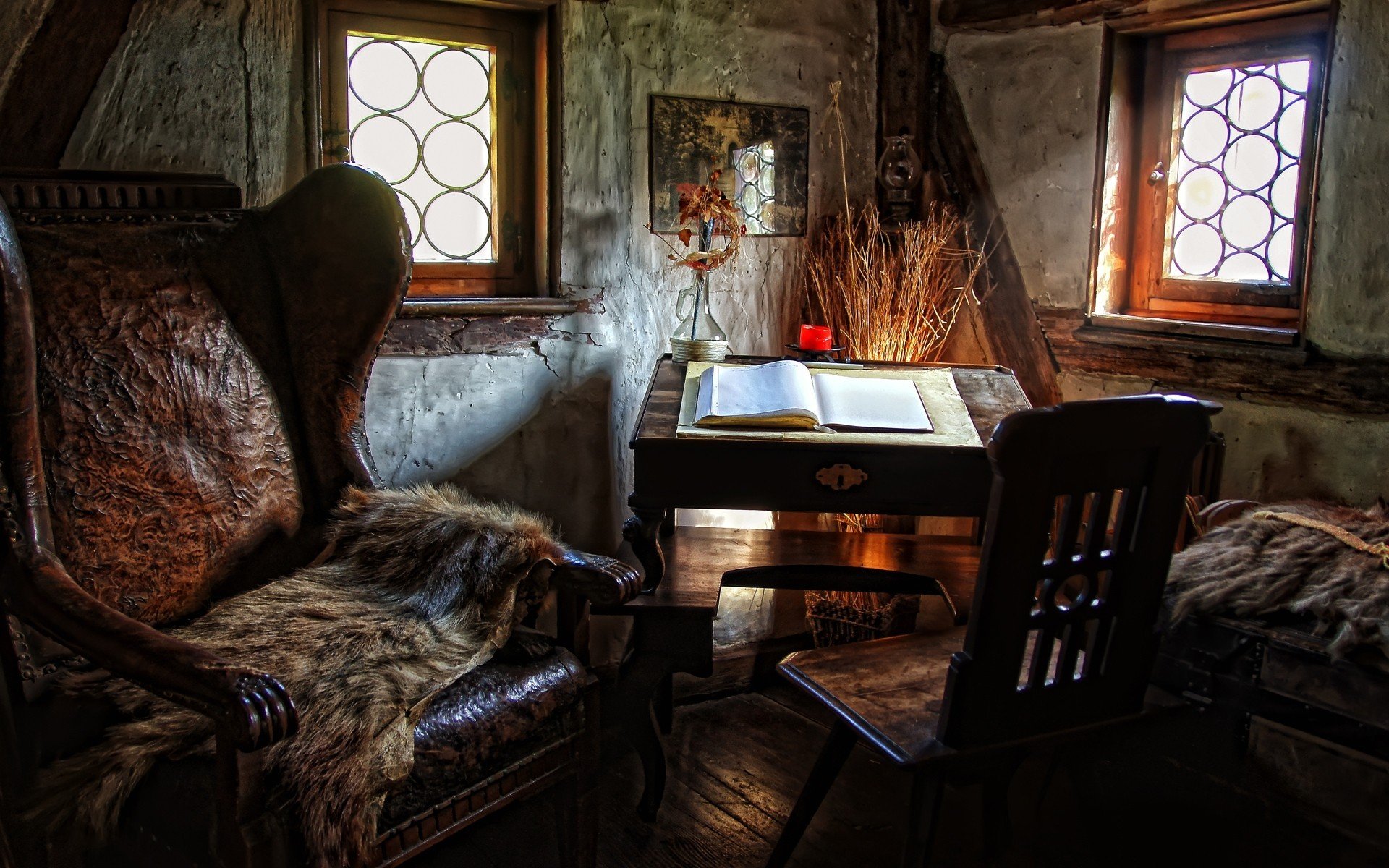 maison chambre chaise cuir peau table livre chaise fenêtres