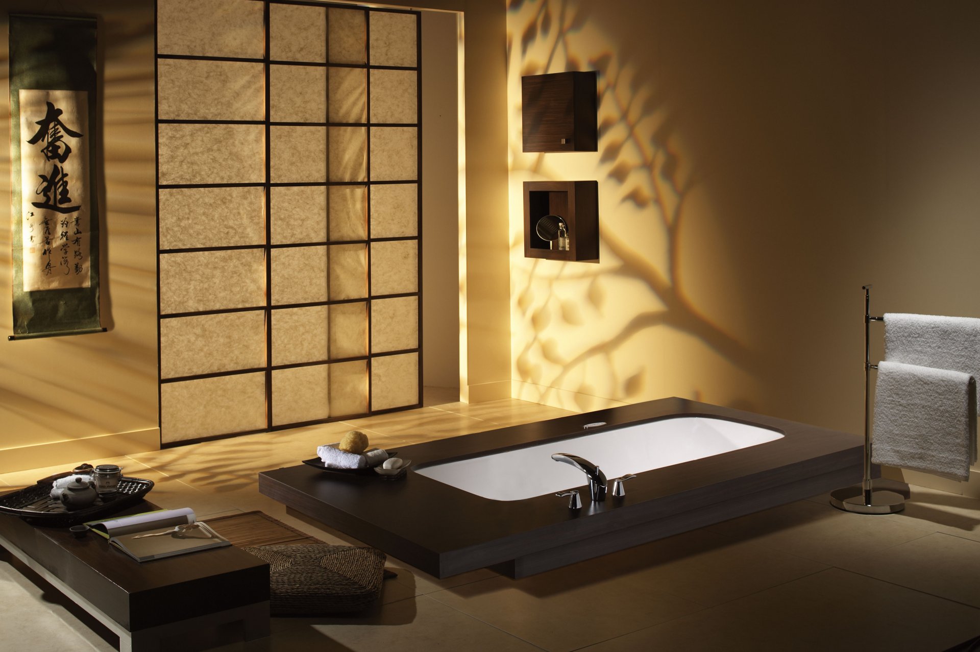 papel pintado interior baño japonés estilo minimalismo