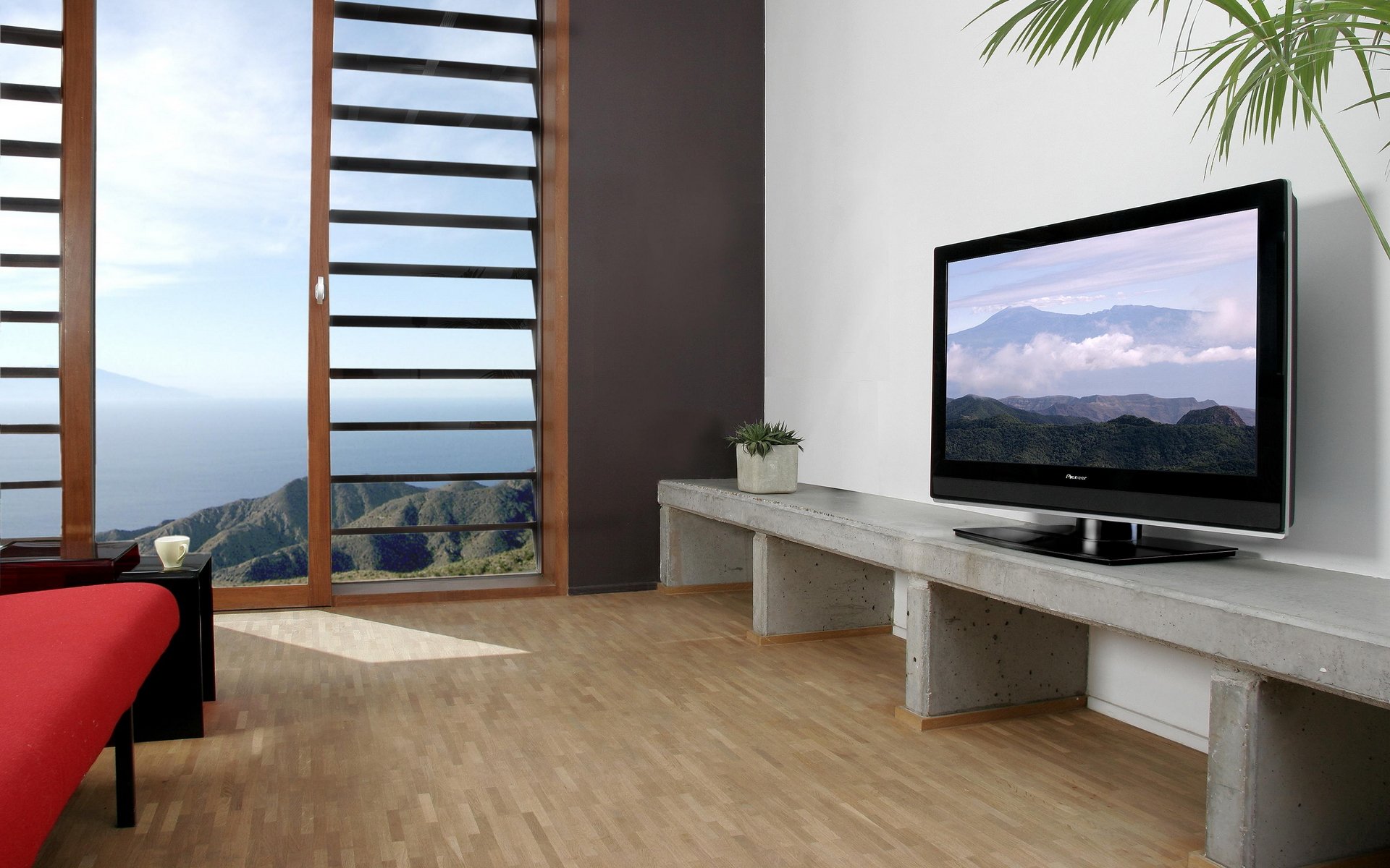 interieur zuhause kino zimmer wohnung design stil tv sofa. das fenster