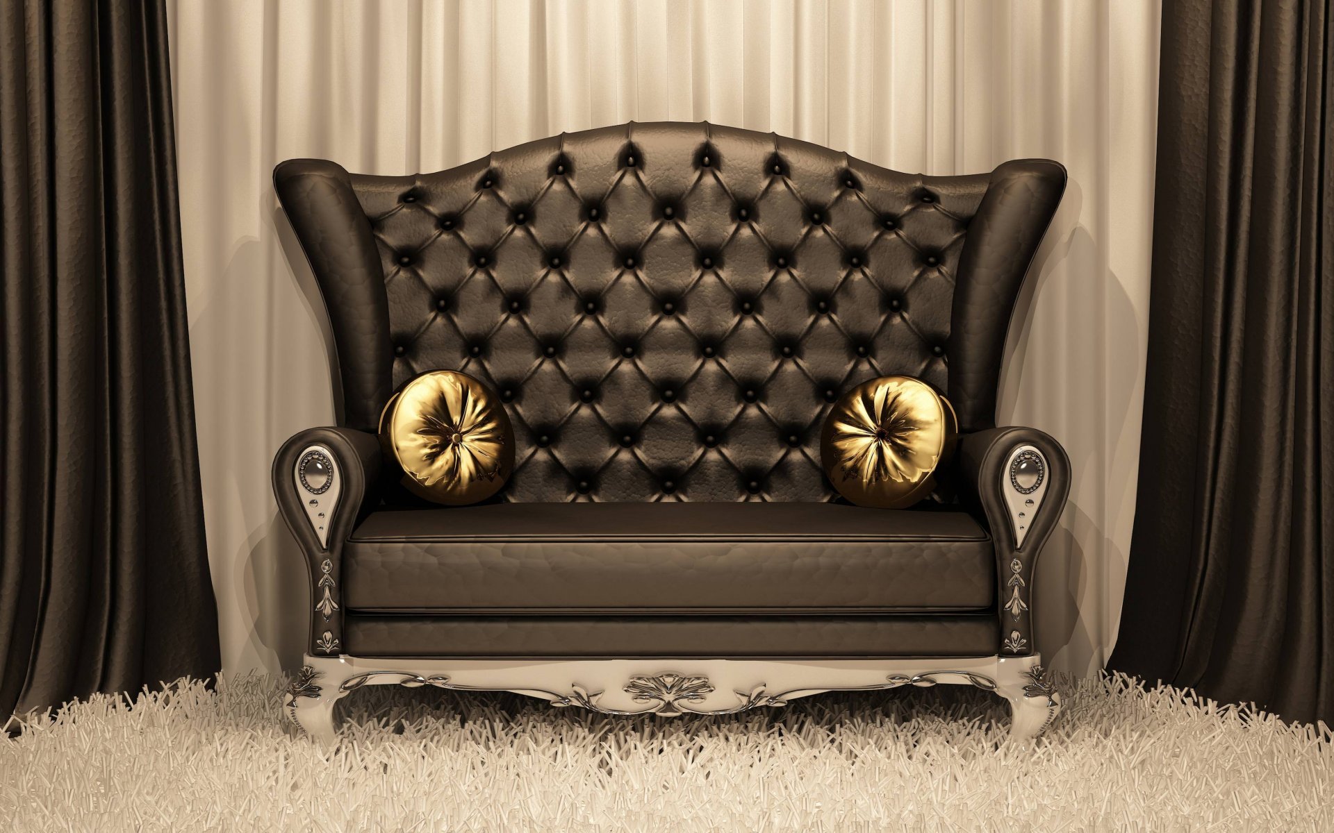 ofa style leather pillow gold curtain