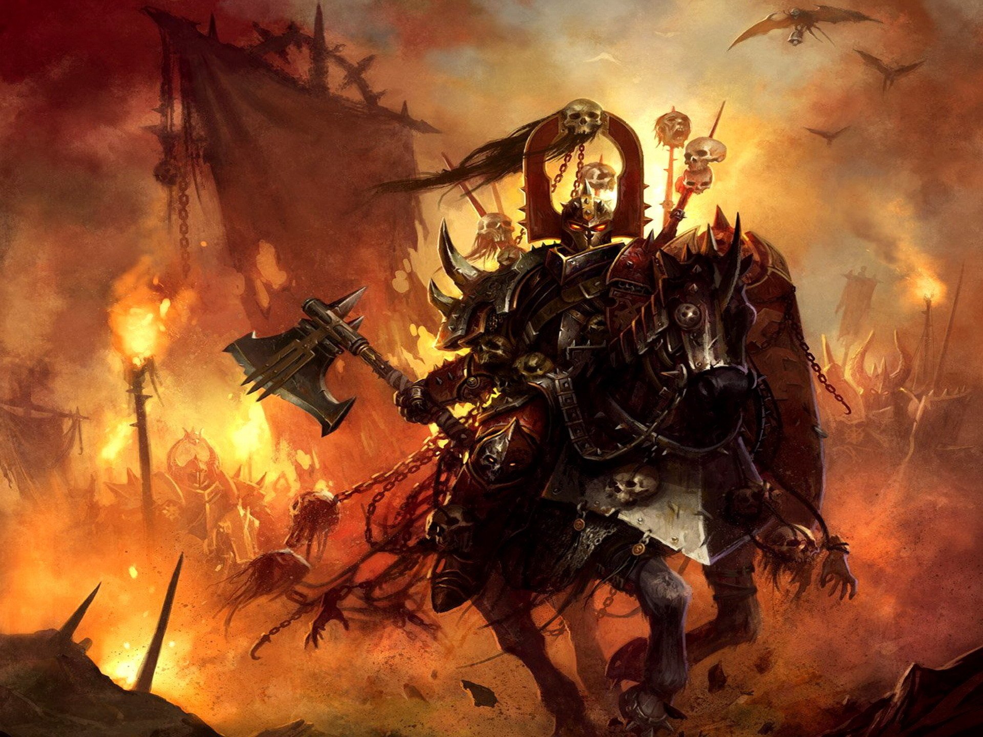 warhammer campione di khorn guerriero caos cavaliere