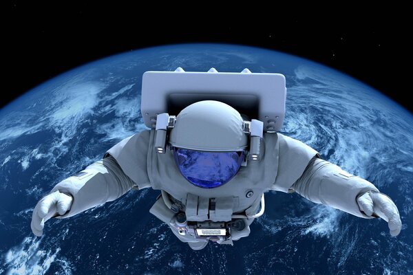 An astronaut in outer space in zero gravity